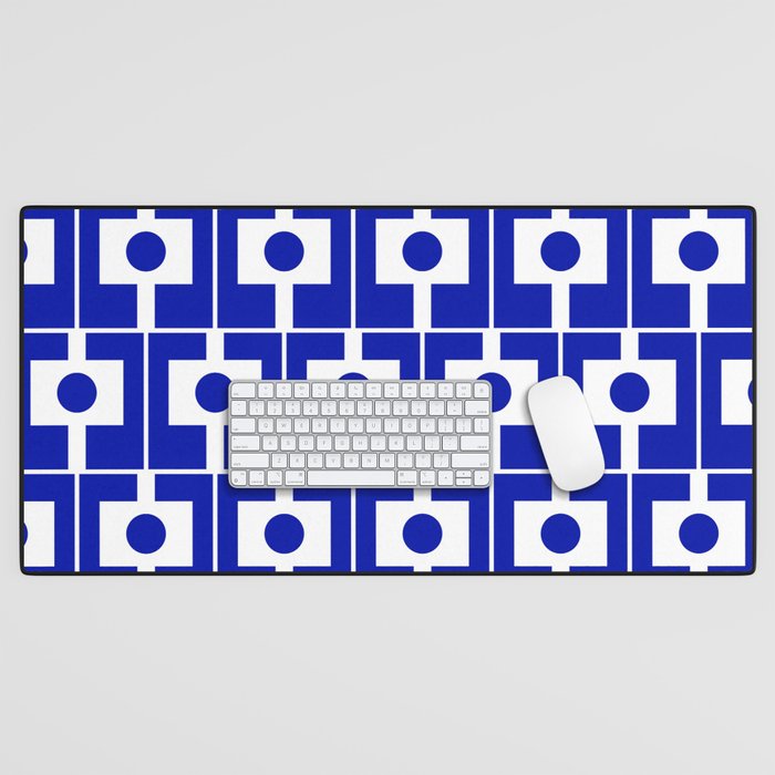 Blue Geometric Mid Century Modern Rektangel Pattern Desk Mat Gallery Image 1
