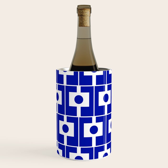 Blue Geometric Mid Century Modern Rektangel Pattern Wine Chiller Gallery Image 2