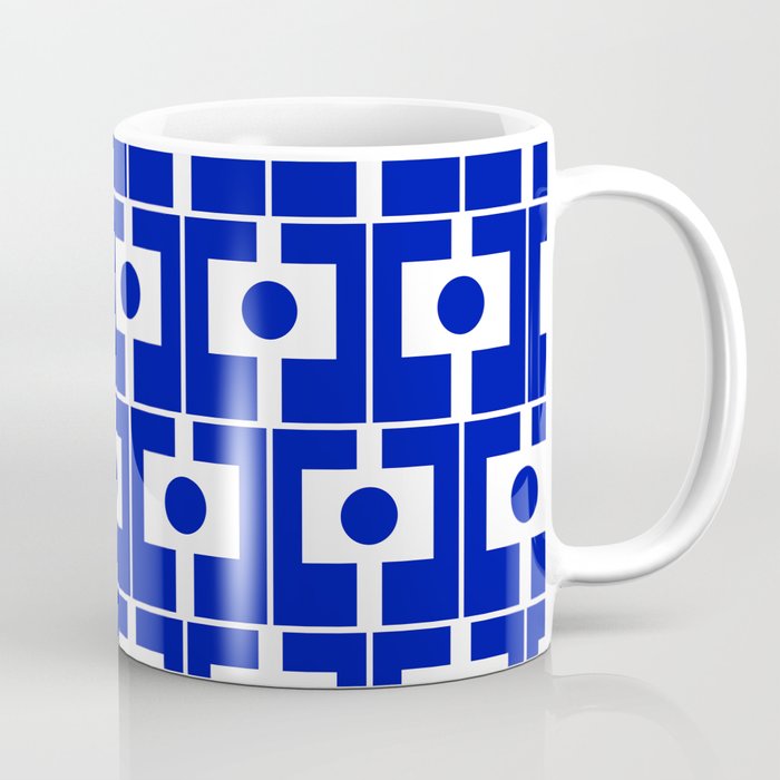 Blue Geometric Mid Century Modern Rektangel Pattern Coffee Mug Gallery Image 1