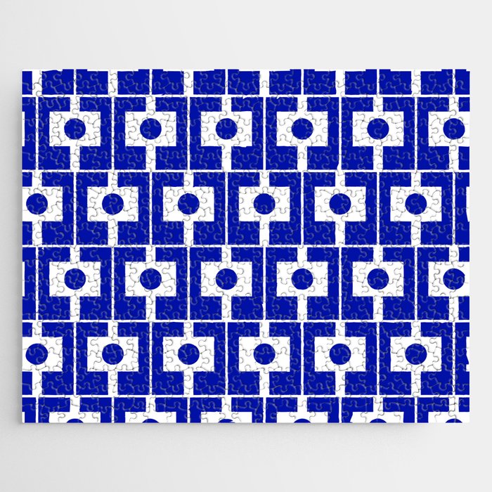 Blue Geometric Mid Century Modern Rektangel Pattern Jigsaw Puzzle Gallery Image 1