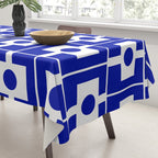 Blue Geometric Mid Century Modern Rektangel Pattern Tablecloth Gallery Image 3