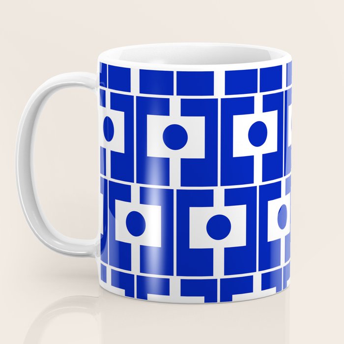 Blue Geometric Mid Century Modern Rektangel Pattern Coffee Mug Gallery Image 3