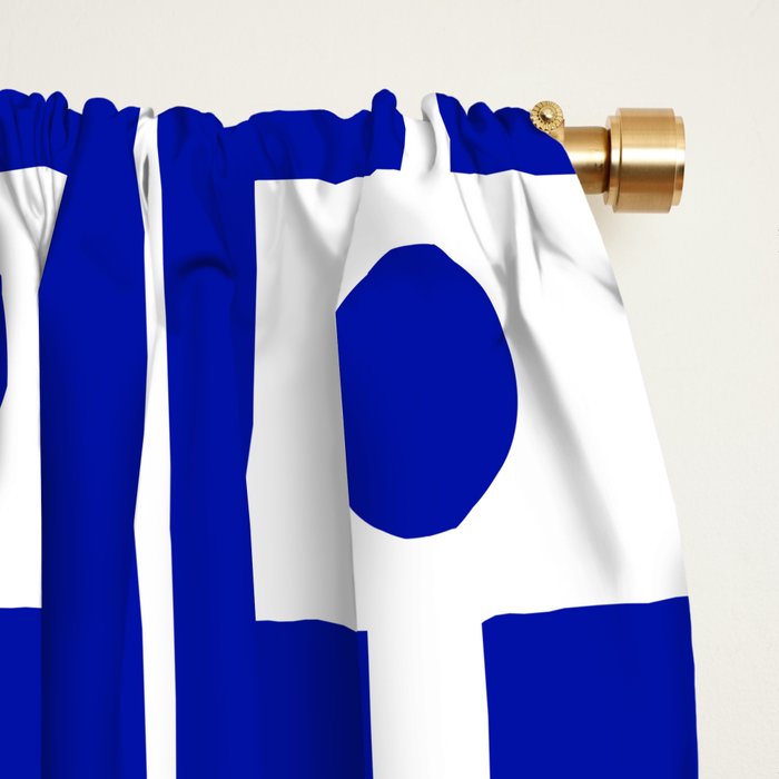 Blue Geometric Mid Century Modern Rektangel Pattern Window Curtain Gallery Image 2