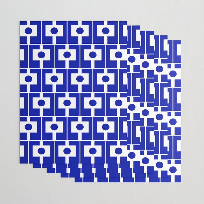 Blue Geometric Mid Century Modern Rektangel Pattern Wrapping Paper Gallery Image 3