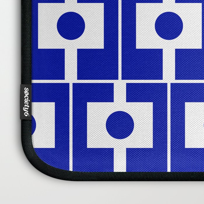 Blue Geometric Mid Century Modern Rektangel Pattern Laptop Sleeve Gallery Image 3