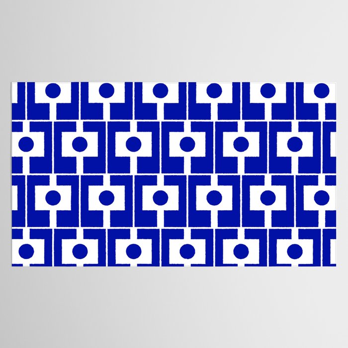 Blue Geometric Mid Century Modern Rektangel Pattern Tablecloth Gallery Image 2