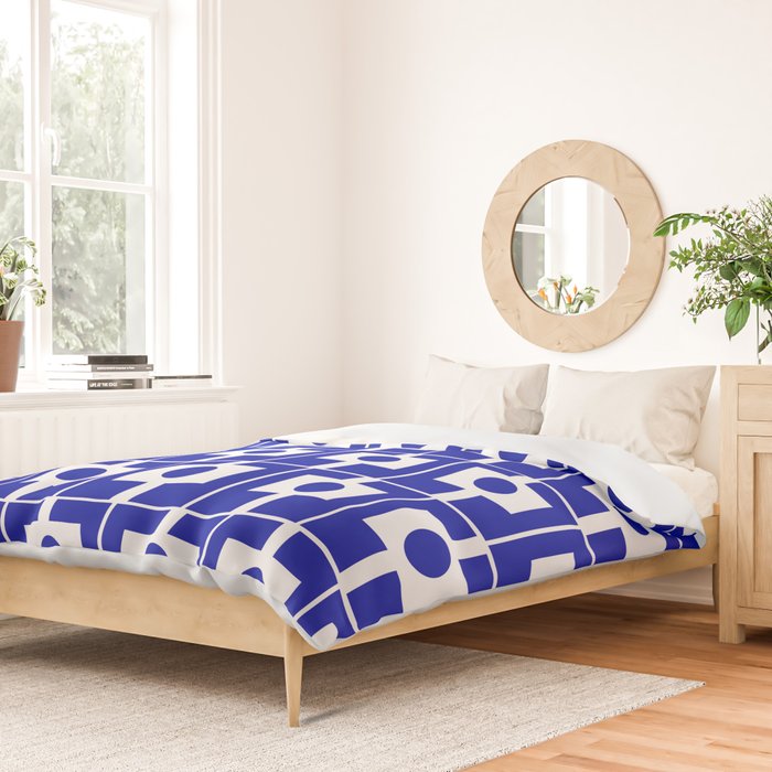 Blue Geometric Mid Century Modern Rektangel Pattern Duvet Cover Gallery Image 2
