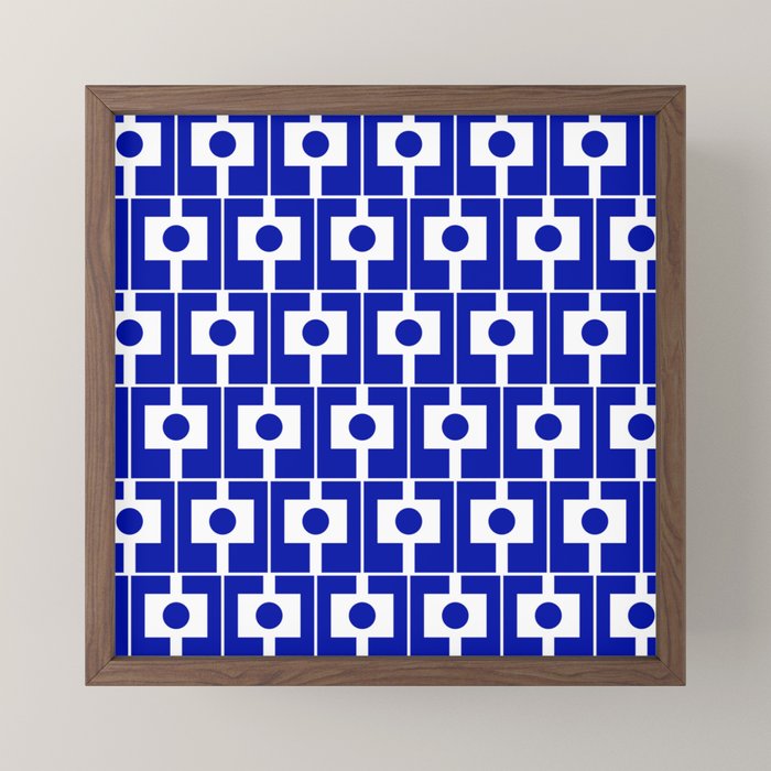Blue Geometric Mid Century Modern Rektangel Pattern Mini Art Print Gallery Image 2