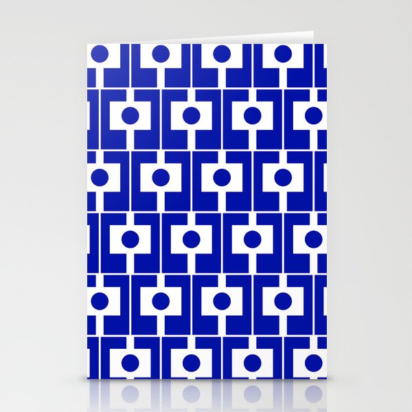 Blue Geometric Mid Century Modern Rektangel Pattern Stationery Card Gallery Image 2