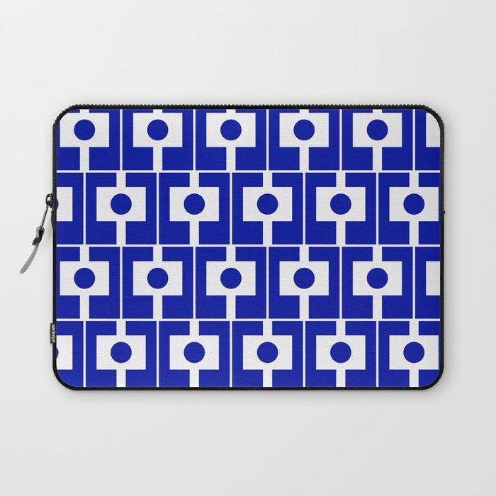 Blue Geometric Mid Century Modern Rektangel Pattern Laptop Sleeve Gallery Image 1