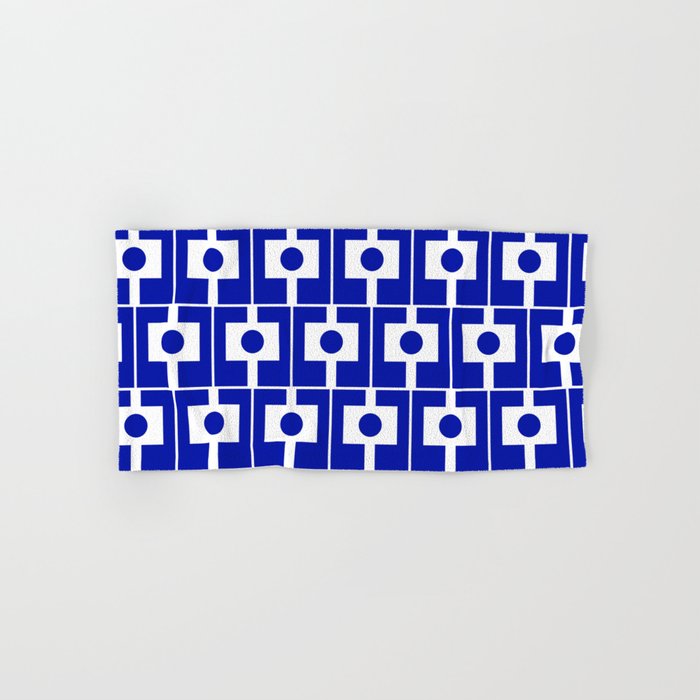 Blue Geometric Mid Century Modern Rektangel Pattern Bath Towel Gallery Image 1
