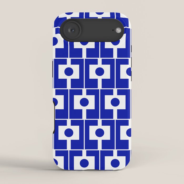 Blue Geometric Mid Century Modern Rektangel Pattern iPhone Case Gallery Image 2
