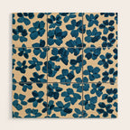 Deep Blue Flowers Wood Wall Art Gallery Image 1