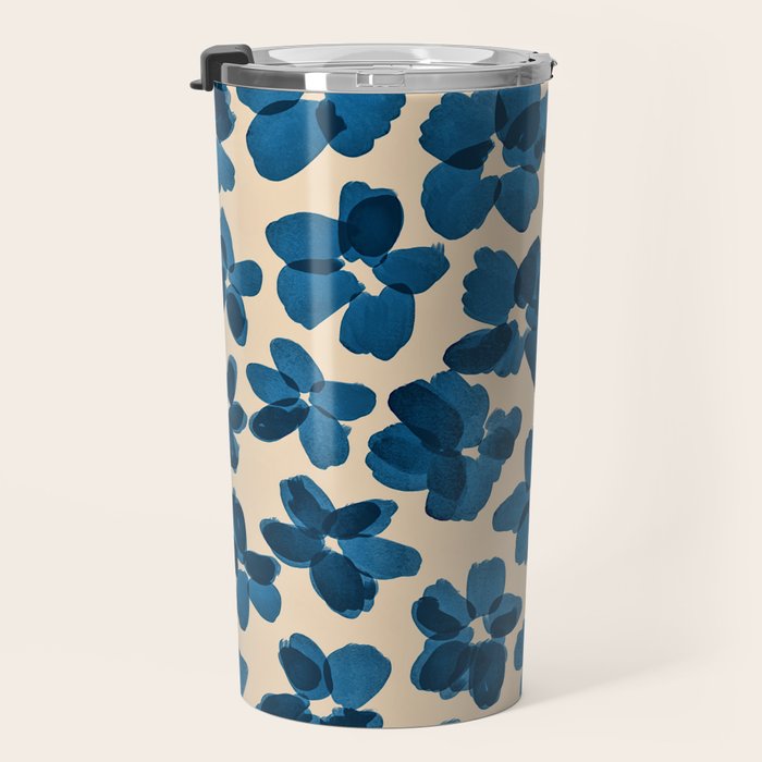 Deep Blue Flowers Travel Mug Gallery Image 3