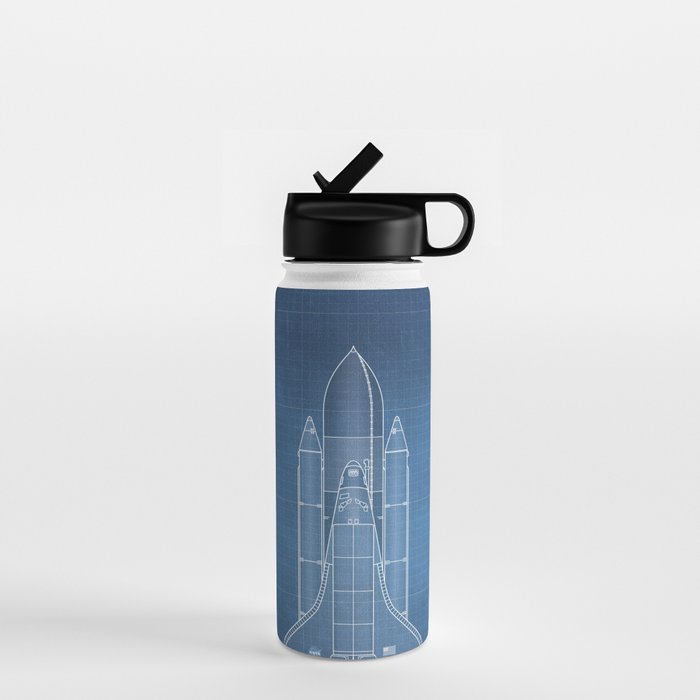 NASA Space Shuttle Blueprint in High Resolution (light blue)  Water Bottle Gallery Image 1