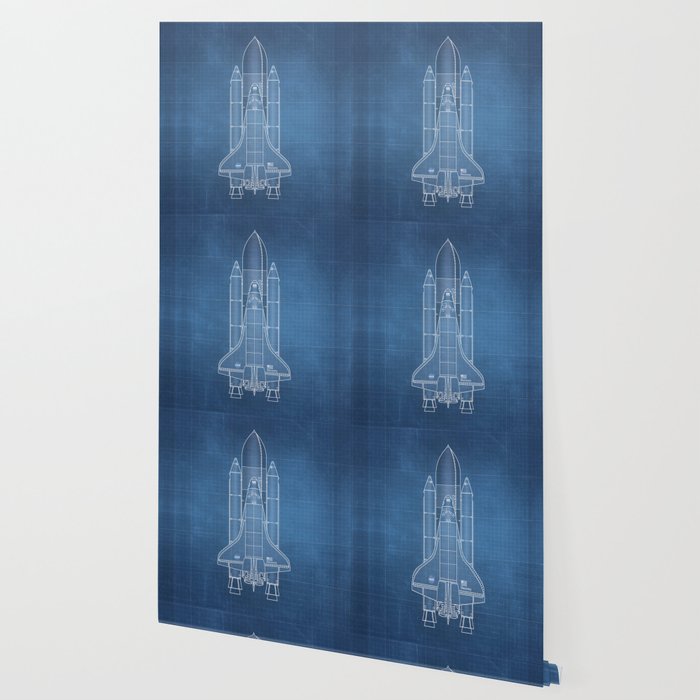 NASA Space Shuttle Blueprint in High Resolution (light blue)  Wallpaper Gallery Image 2