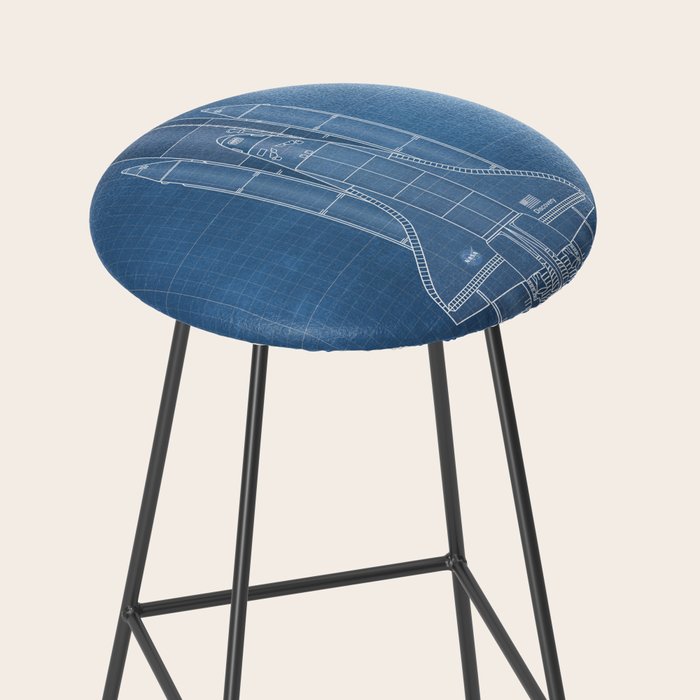 NASA Space Shuttle Blueprint in High Resolution (light blue)  Stool Gallery Image 2