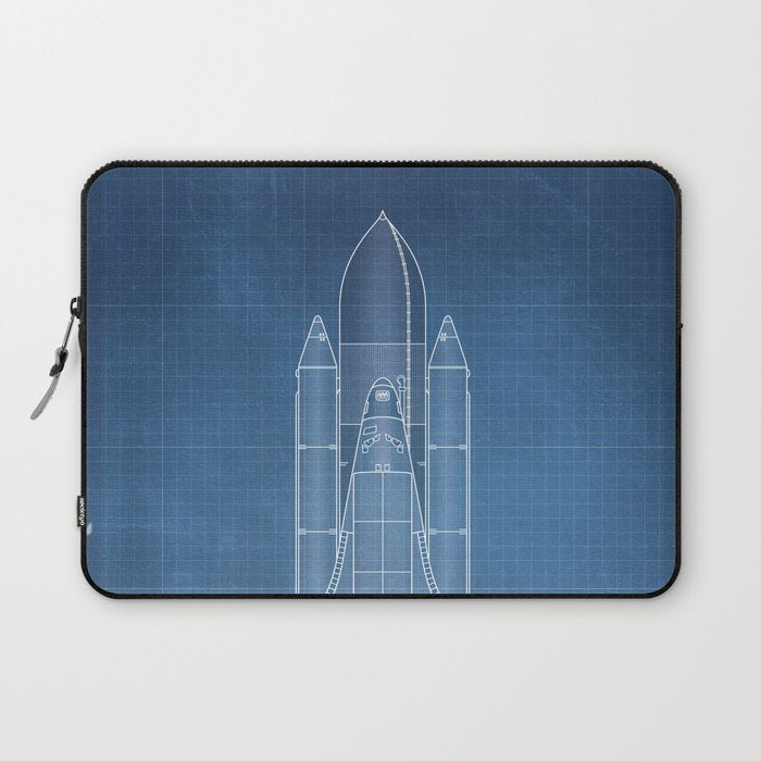 NASA Space Shuttle Blueprint in High Resolution (light blue)  Laptop Sleeve Gallery Image 1