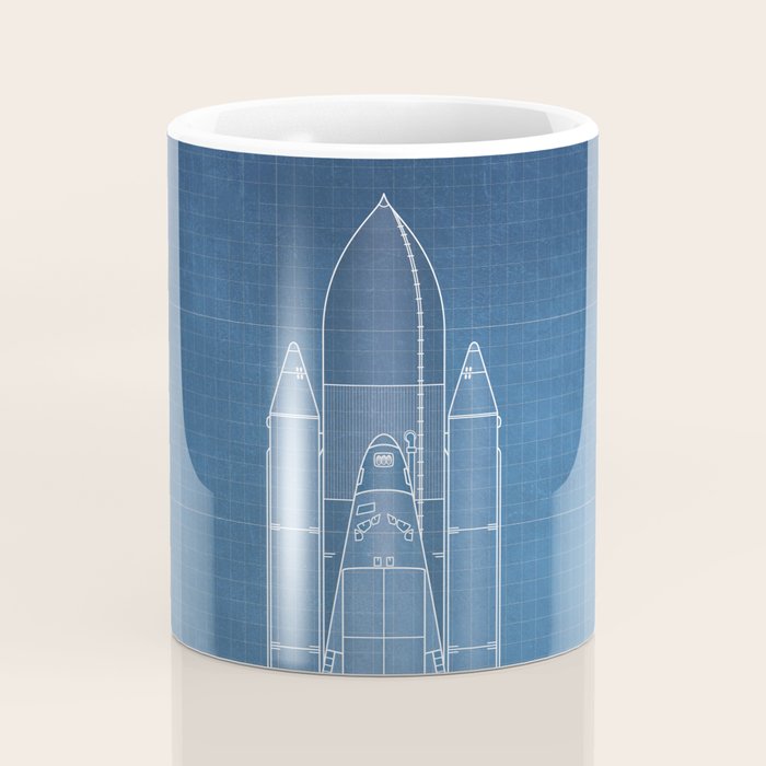 NASA Space Shuttle Blueprint in High Resolution (light blue)  Coffee Mug Gallery Image 4
