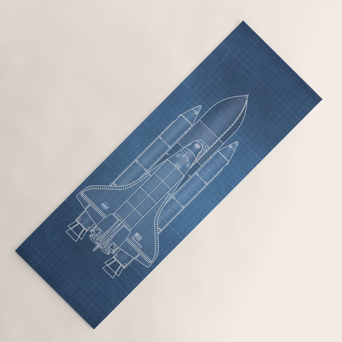 NASA Space Shuttle Blueprint in High Resolution (light blue)  Yoga Mat Gallery Image 1