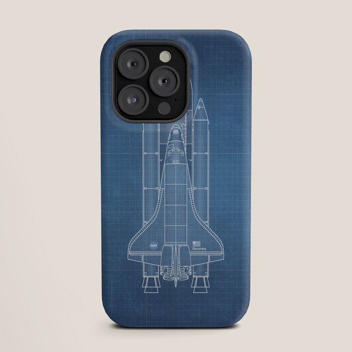 NASA Space Shuttle Blueprint in High Resolution (light blue)  iPhone Case Gallery Image 19