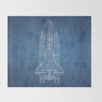 NASA Space Shuttle Blueprint in High Resolution (light blue)  Throw Blanket Gallery Image 2