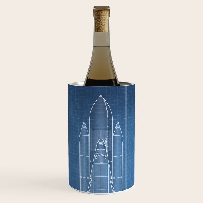 NASA Space Shuttle Blueprint in High Resolution (light blue)  Wine Chiller Gallery Image 1