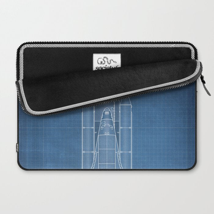 NASA Space Shuttle Blueprint in High Resolution (light blue)  Laptop Sleeve Gallery Image 2