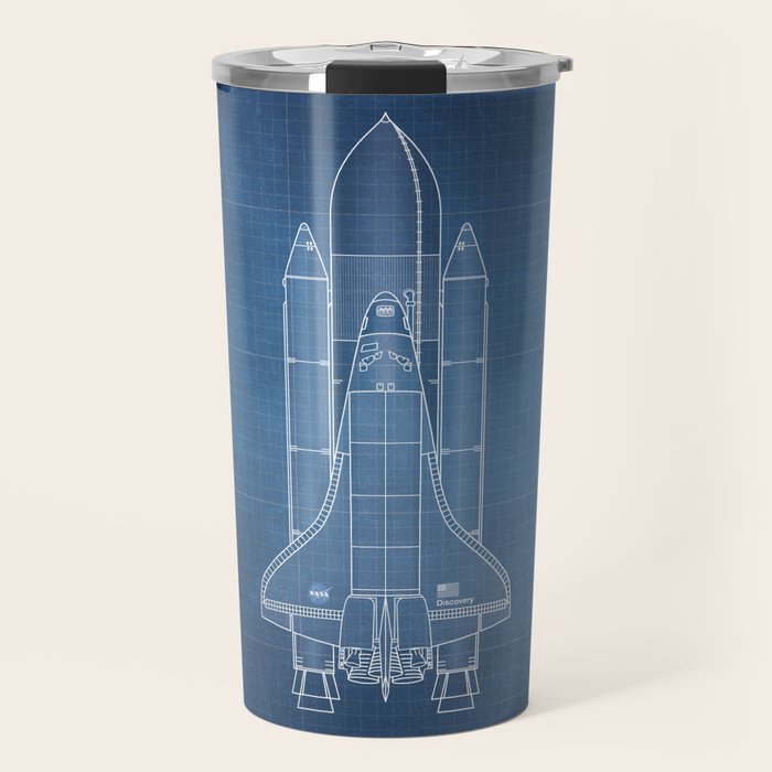 NASA Space Shuttle Blueprint in High Resolution (light blue)  Travel Mug Gallery Image 1
