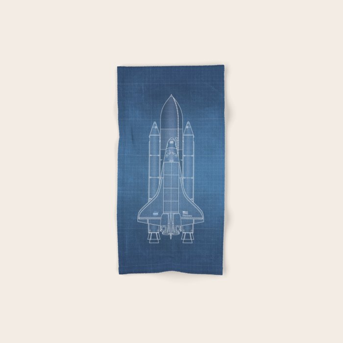 NASA Space Shuttle Blueprint in High Resolution (light blue)  Bath Towel Gallery Image 1