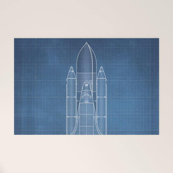 NASA Space Shuttle Blueprint in High Resolution (light blue)  Welcome Mat Gallery Image 1