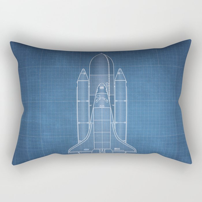 NASA Space Shuttle Blueprint in High Resolution (light blue)  Rectangular Pillow Gallery Image 2
