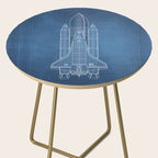 NASA Space Shuttle Blueprint in High Resolution (light blue)  Side Table Gallery Image 2
