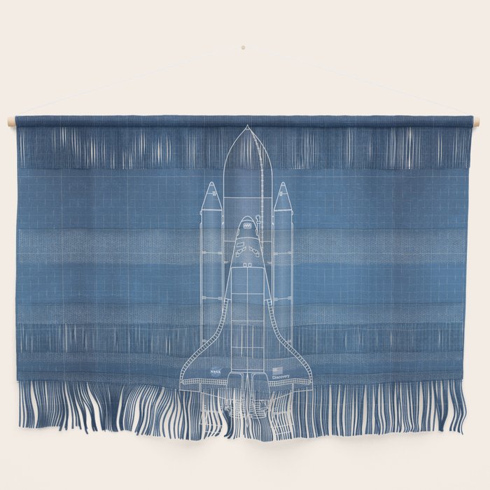 NASA Space Shuttle Blueprint in High Resolution (light blue)  Wall Hanging Gallery Image 1