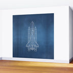 NASA Space Shuttle Blueprint in High Resolution (light blue)  Wall Mural Gallery Image 2