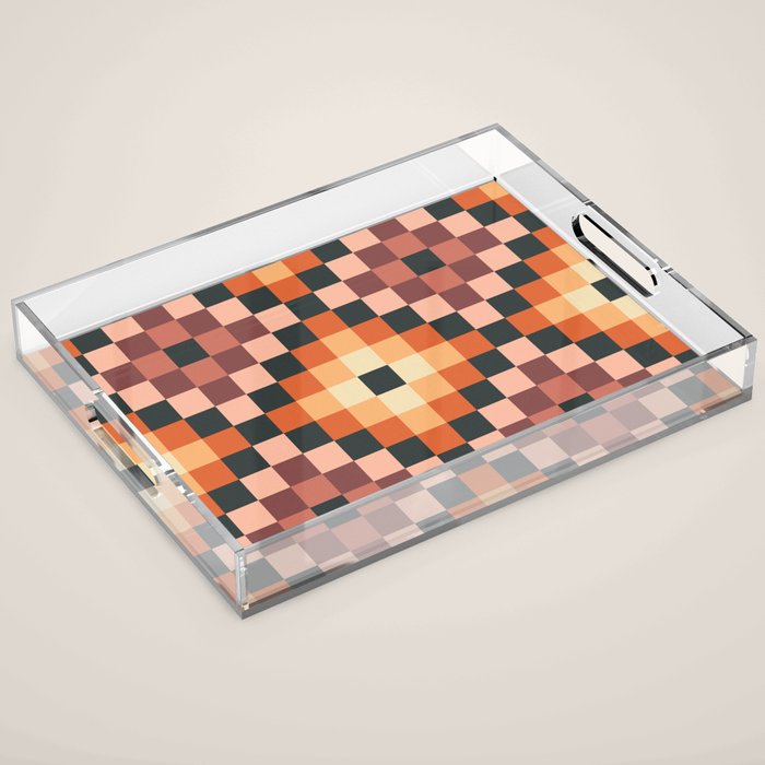 70s color squares pattern  Acrylic Tray Gallery Image 1