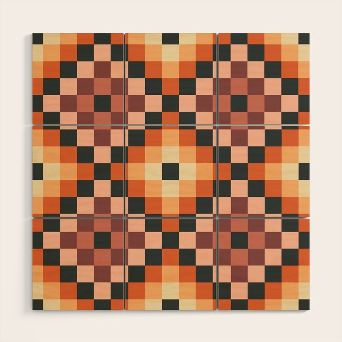 70s color squares pattern  Wood Wall Art Gallery Image 1