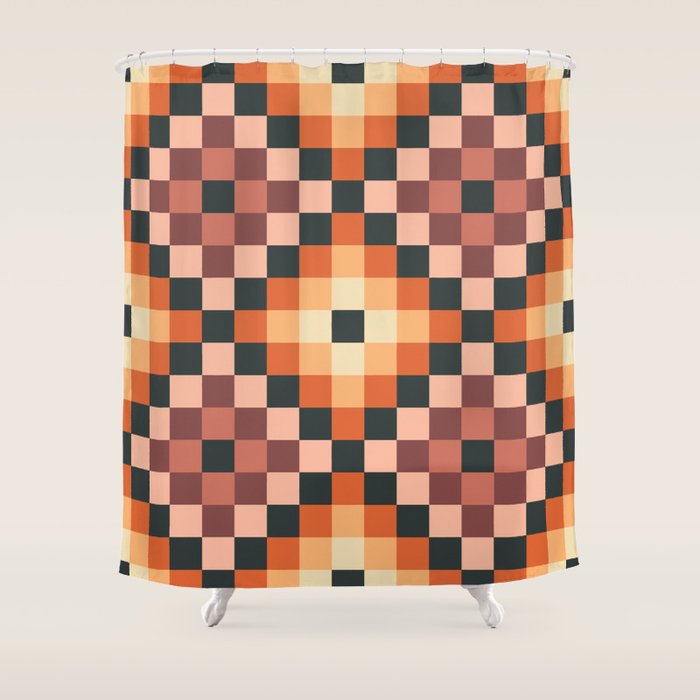 70s color squares pattern  Shower Curtain Gallery Image 1