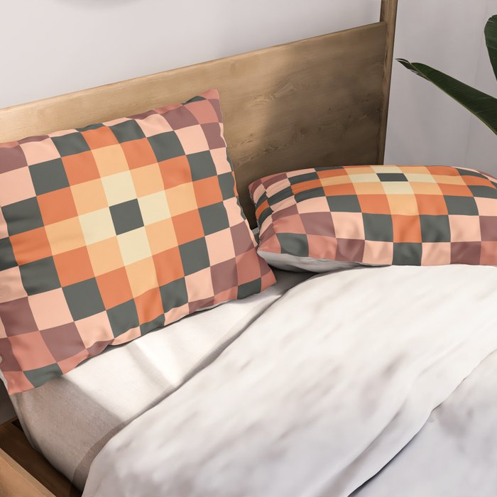 70s color squares pattern  Pillow Sham Gallery Image 2