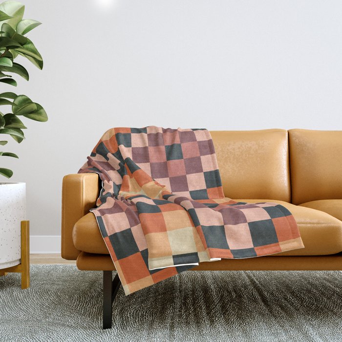 70s color squares pattern  Throw Blanket Gallery Image 1
