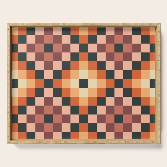 70s color squares pattern  Serving Tray Gallery Image 1