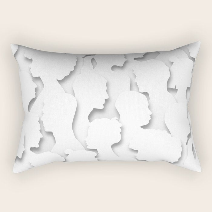Diverse people paper cut crowd pattern Rectangular Pillow Gallery Image 1