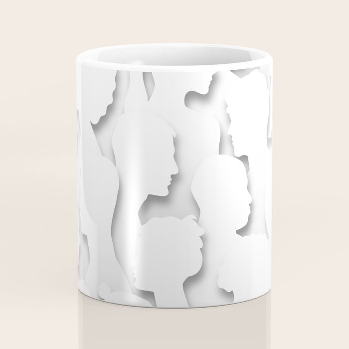 Diverse people paper cut crowd pattern Coffee Mug Gallery Image 4