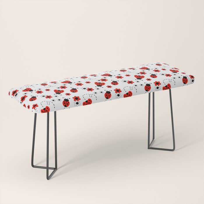Red Ladybug Floral Pattern Bench Gallery Image 1