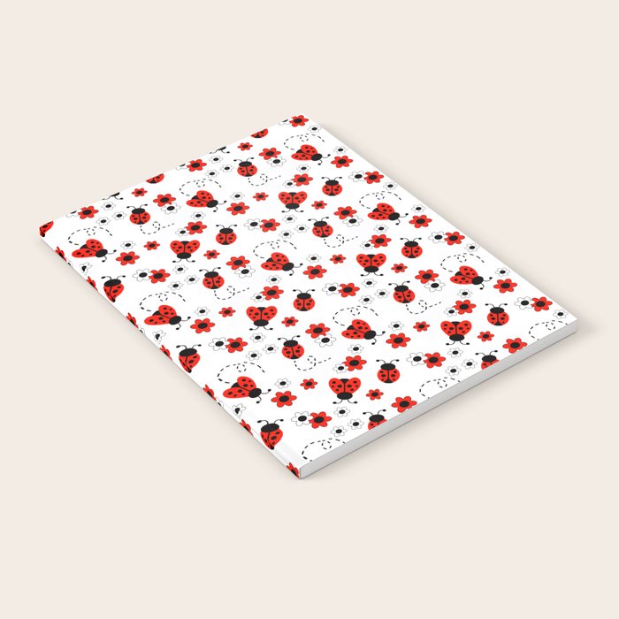 Red Ladybug Floral Pattern Notebook Gallery Image 2