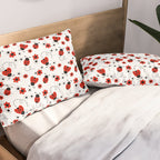 Red Ladybug Floral Pattern Pillow Sham Gallery Image 2