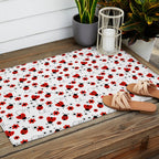 Red Ladybug Floral Pattern Outdoor Rug Gallery Image 2
