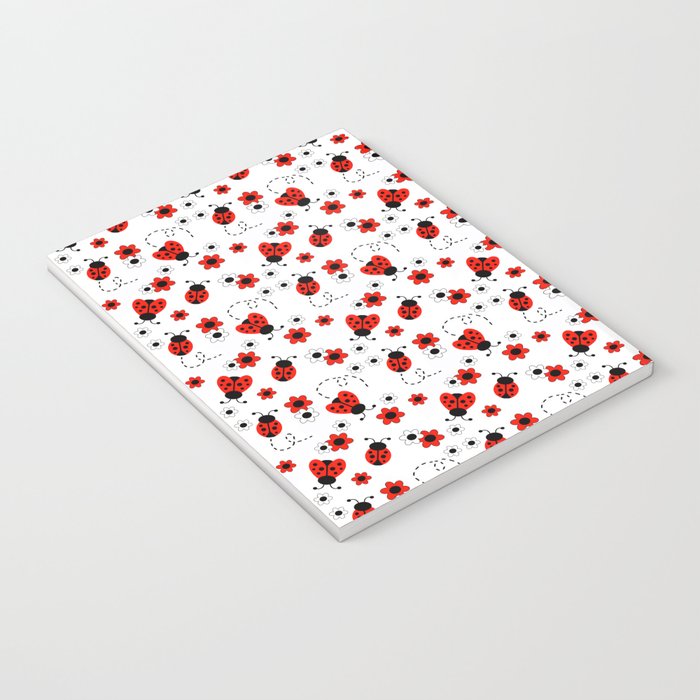 Red Ladybug Floral Pattern Notebook Gallery Image 3