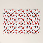 Red Ladybug Floral Pattern Welcome Mat Gallery Image 1