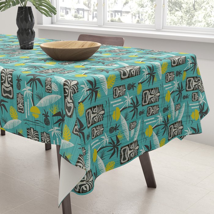 Island Tiki Aqua Tablecloth Gallery Image 3